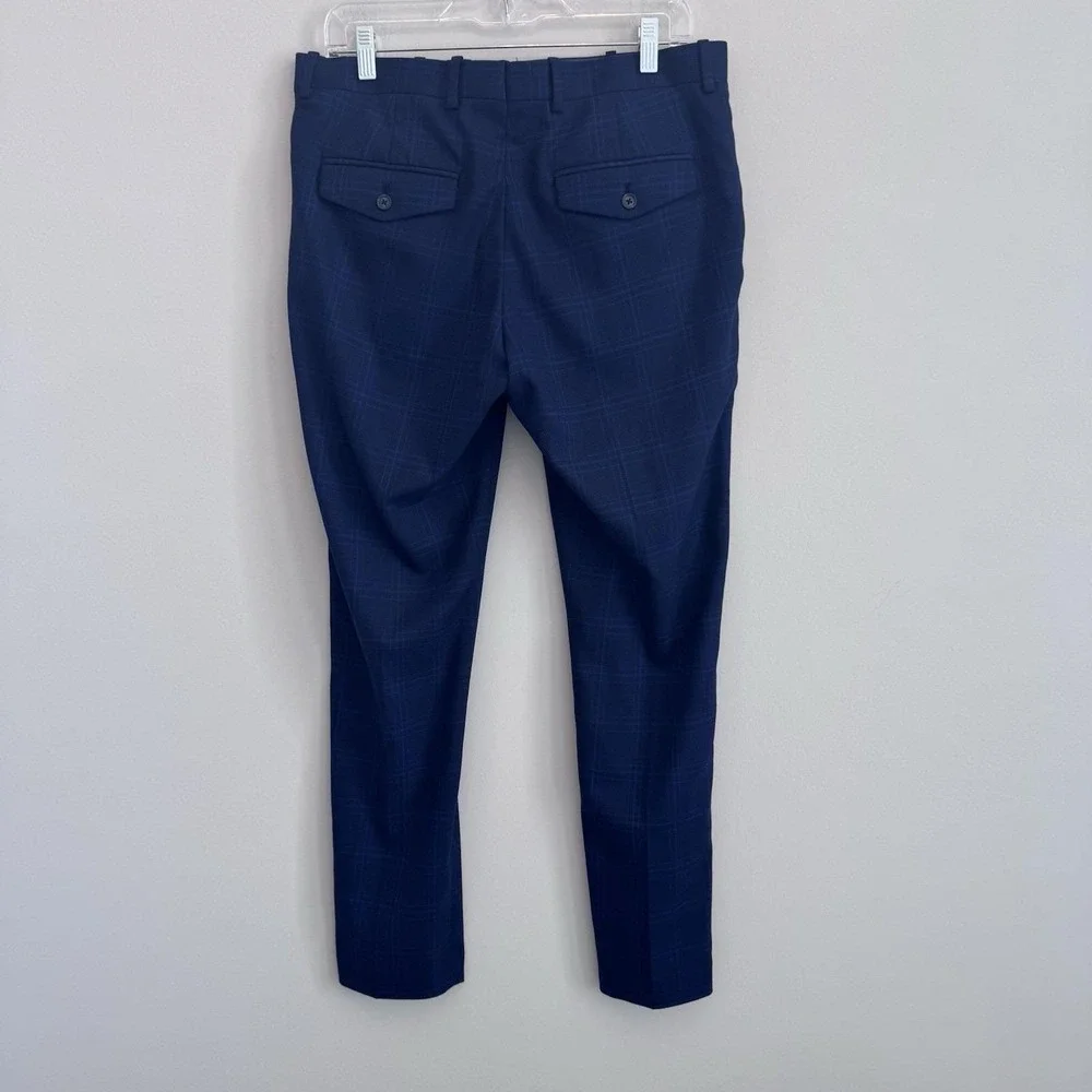 Banana Republic Factory 31x30 Blue Plaid Very Slim Stretch Dress Pants Men's
